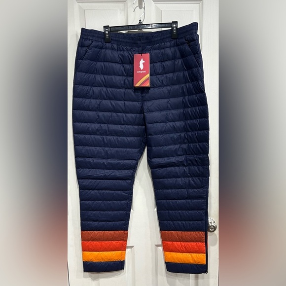 Cotopaxi Men's XL Fuego Down Pant Maritime Stripes Blue NWT 800-fill Down - Picture 1 of 8